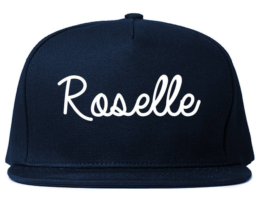 Roselle Illinois IL Script Mens Snapback Hat Navy Blue