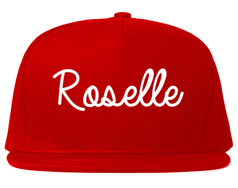 Roselle Illinois IL Script Mens Snapback Hat Red