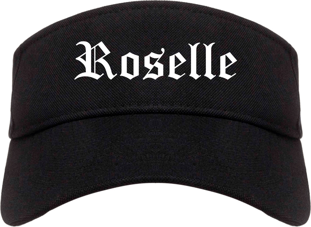 Roselle Illinois IL Old English Mens Visor Cap Hat Black