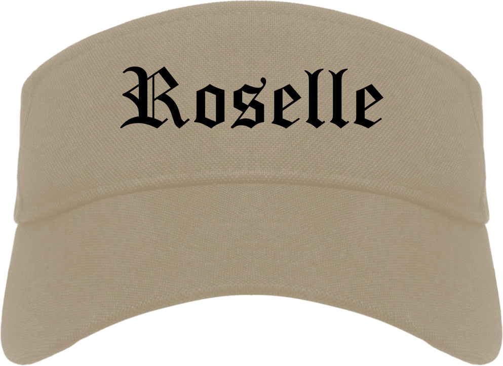 Roselle Illinois IL Old English Mens Visor Cap Hat Khaki