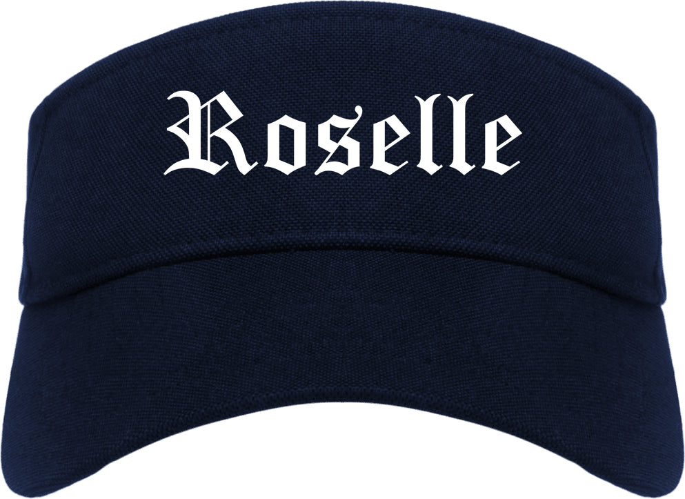 Roselle Illinois IL Old English Mens Visor Cap Hat Navy Blue
