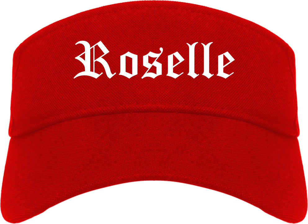 Roselle Illinois IL Old English Mens Visor Cap Hat Red