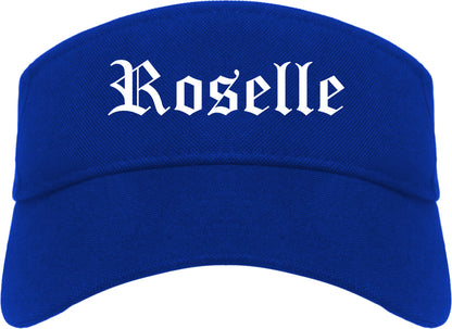 Roselle Illinois IL Old English Mens Visor Cap Hat Royal Blue