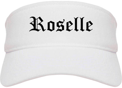 Roselle Illinois IL Old English Mens Visor Cap Hat White