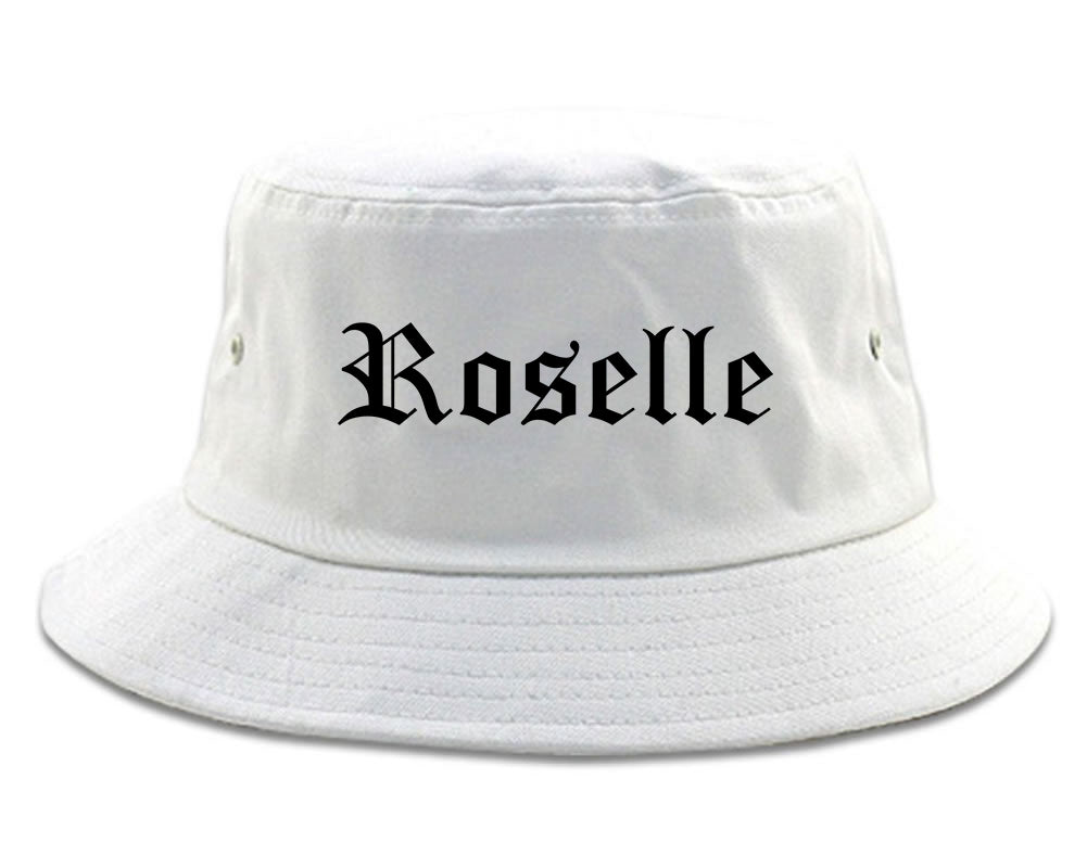 Roselle Illinois IL Old English Mens Bucket Hat White