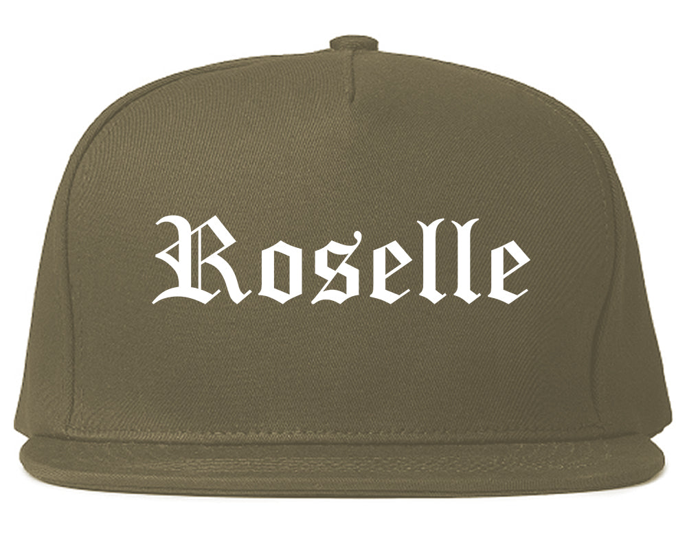 Roselle New Jersey NJ Old English Mens Snapback Hat Grey