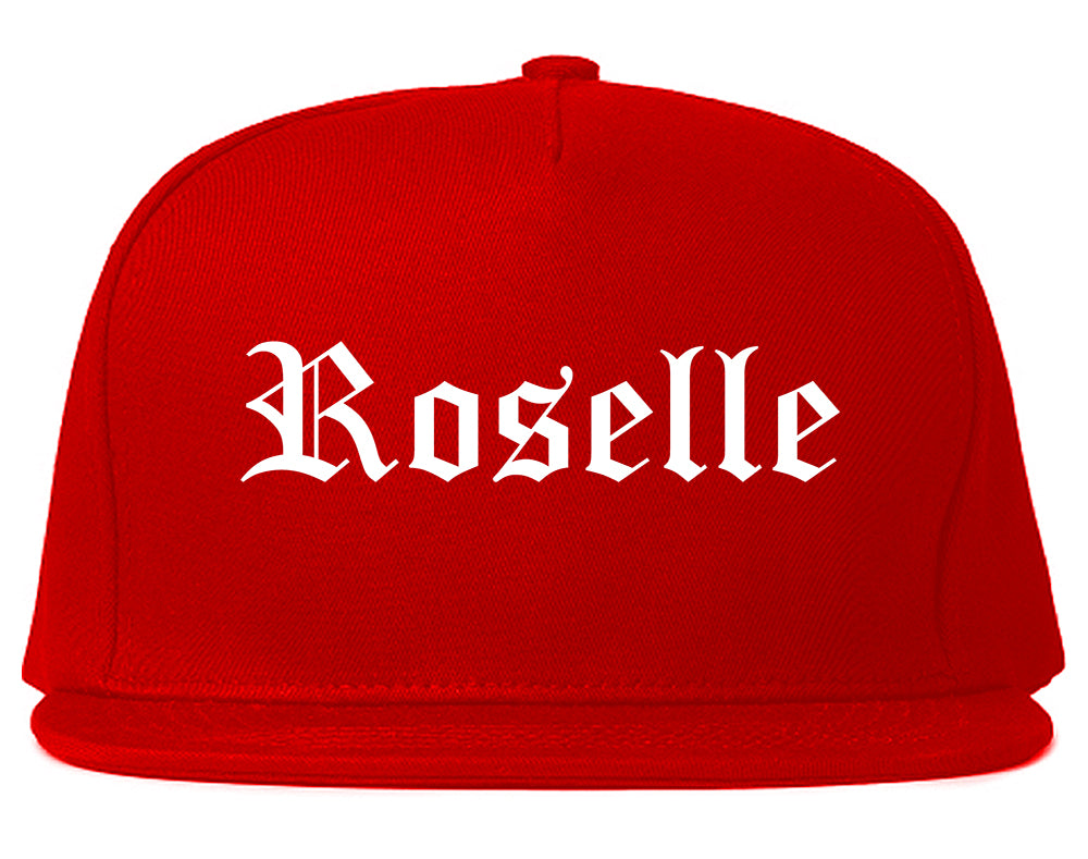 Roselle New Jersey NJ Old English Mens Snapback Hat Red