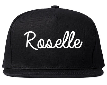 Roselle New Jersey NJ Script Mens Snapback Hat Black