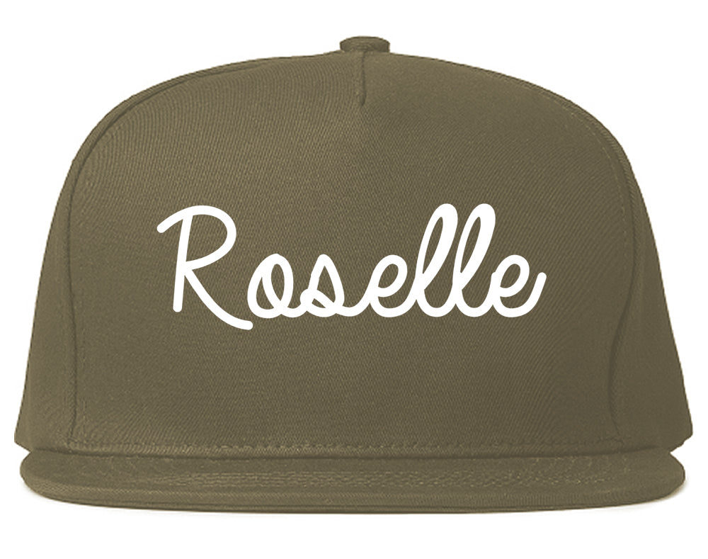 Roselle New Jersey NJ Script Mens Snapback Hat Grey