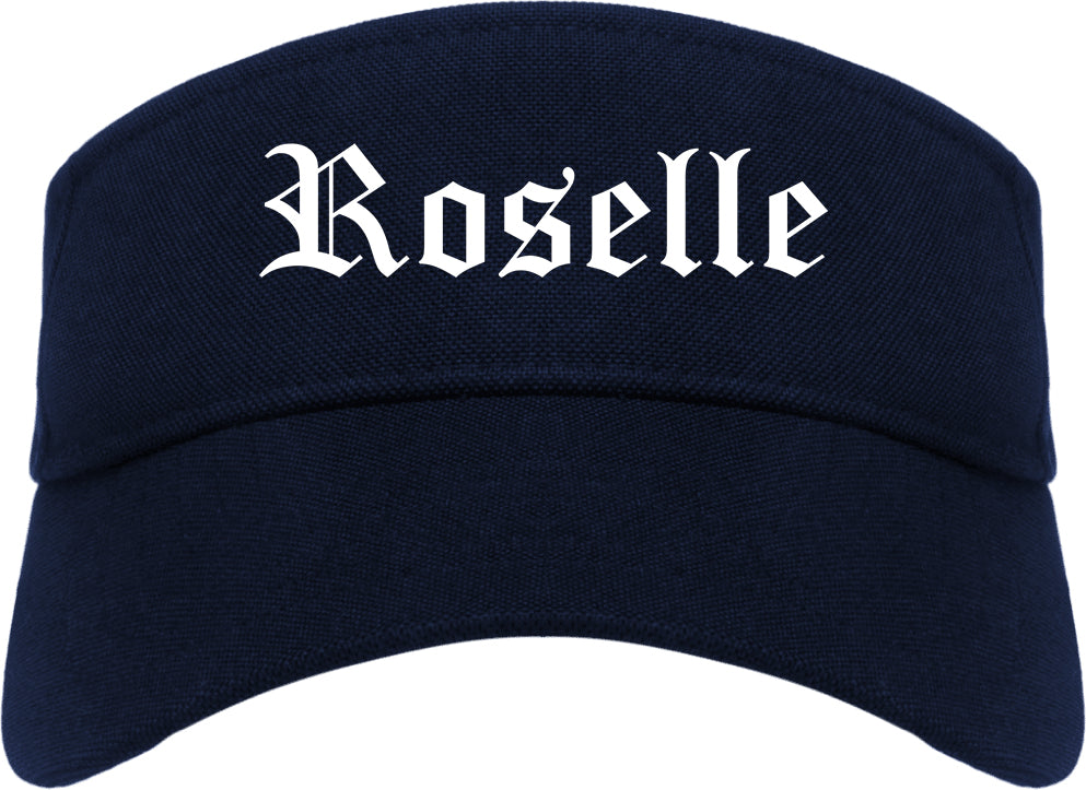 Roselle New Jersey NJ Old English Mens Visor Cap Hat Navy Blue