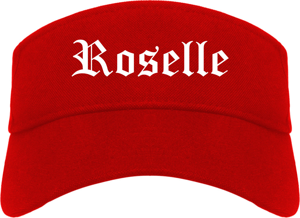 Roselle New Jersey NJ Old English Mens Visor Cap Hat Red