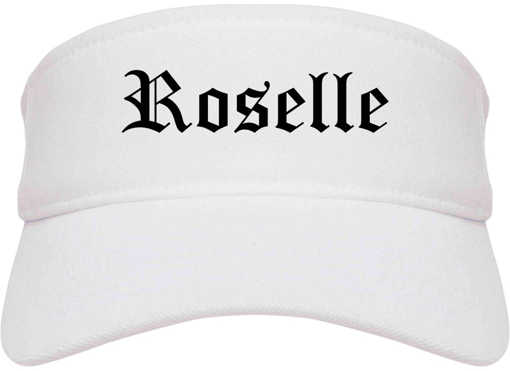 Roselle New Jersey NJ Old English Mens Visor Cap Hat White