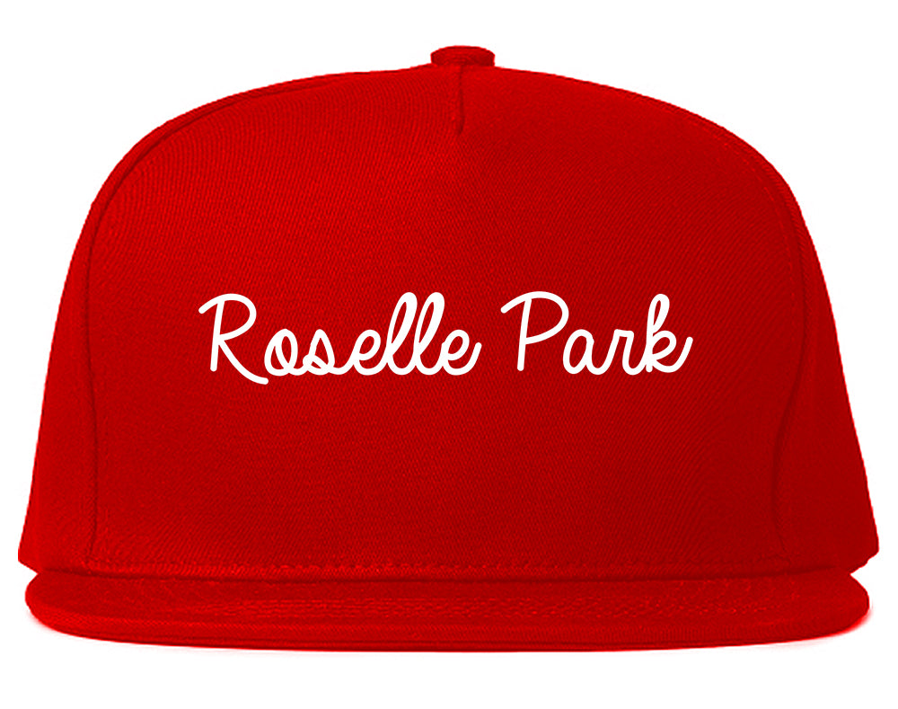 Roselle Park New Jersey NJ Script Mens Snapback Hat Red
