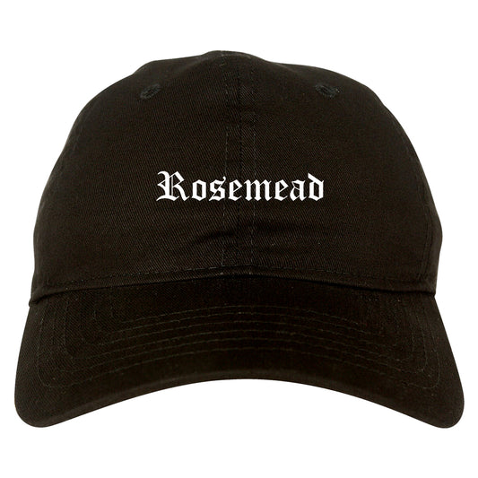 Rosemead California CA Old English Mens Dad Hat Baseball Cap Black