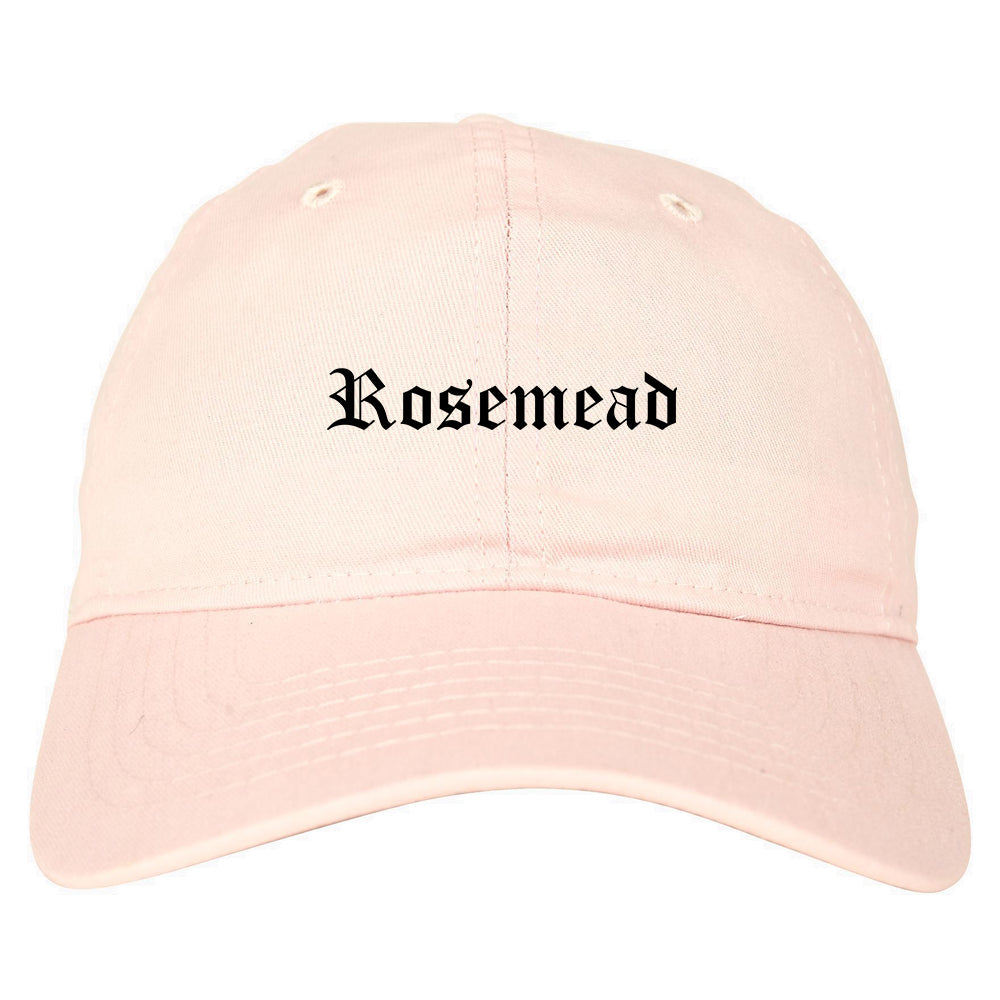 Rosemead California CA Old English Mens Dad Hat Baseball Cap Pink