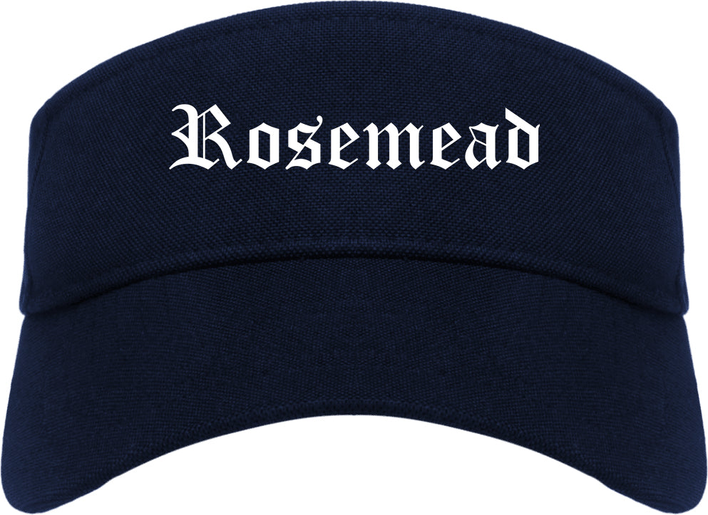 Rosemead California CA Old English Mens Visor Cap Hat Navy Blue
