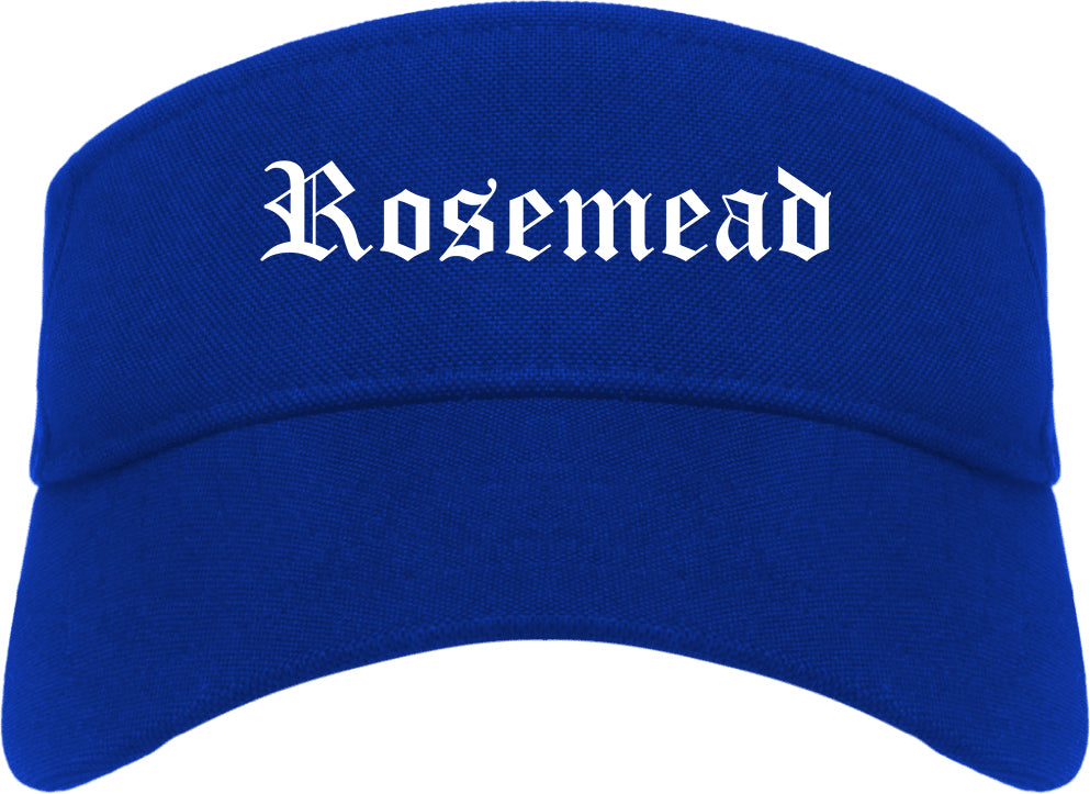 Rosemead California CA Old English Mens Visor Cap Hat Royal Blue