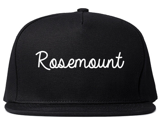 Rosemount Minnesota MN Script Mens Snapback Hat Black