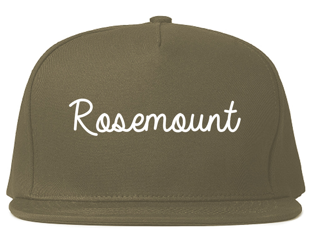 Rosemount Minnesota MN Script Mens Snapback Hat Grey