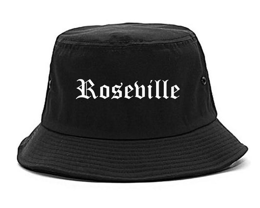 Roseville California CA Old English Mens Bucket Hat Black