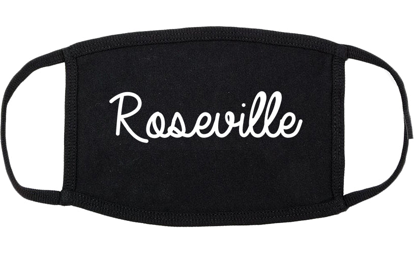 Roseville California CA Script Cotton Face Mask Black