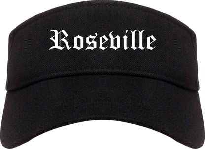 Roseville California CA Old English Mens Visor Cap Hat Black