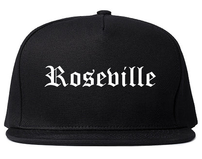 Roseville Michigan MI Old English Mens Snapback Hat Black