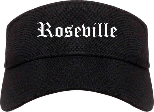 Roseville Michigan MI Old English Mens Visor Cap Hat Black