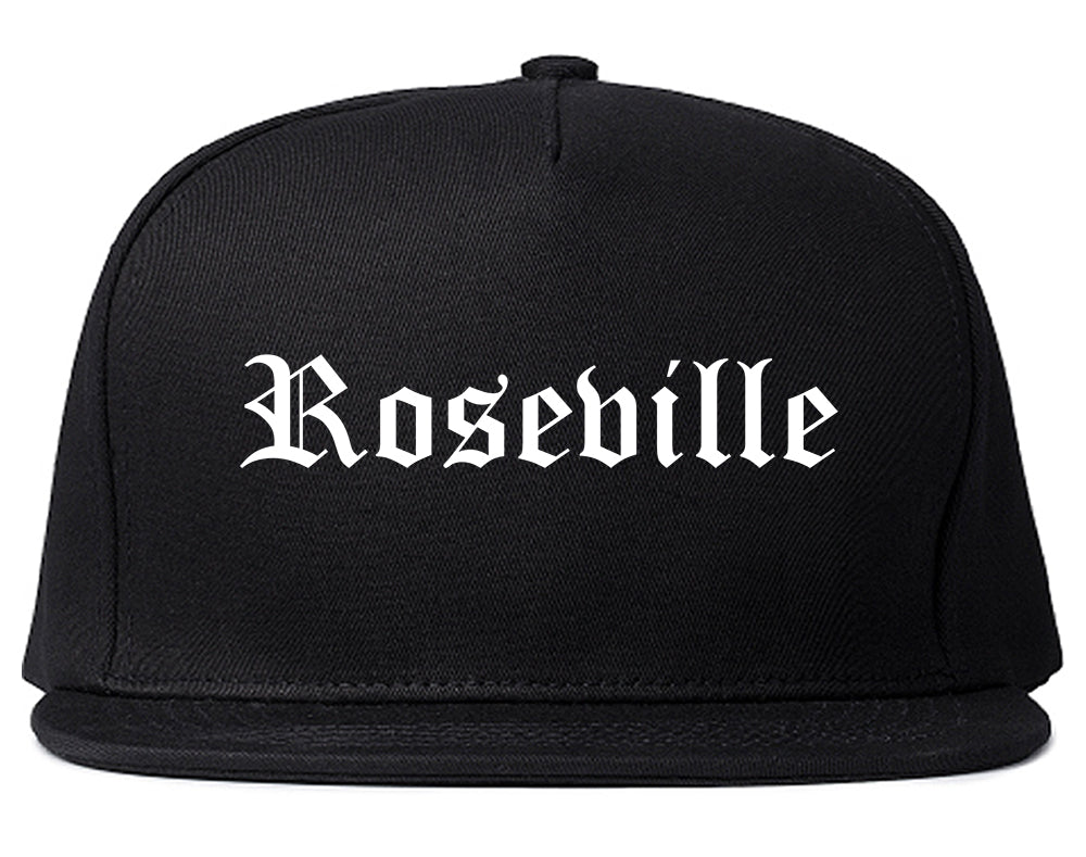 Roseville Minnesota MN Old English Mens Snapback Hat Black