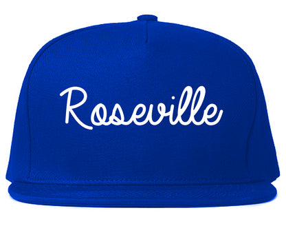 Roseville Minnesota MN Script Mens Snapback Hat Royal Blue