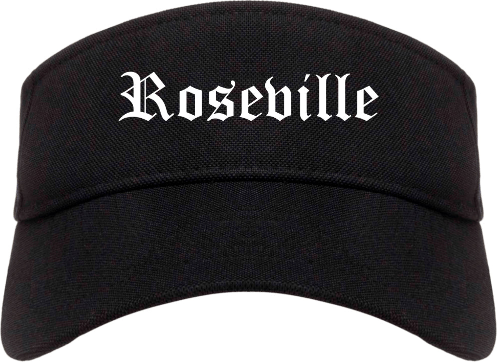 Roseville Minnesota MN Old English Mens Visor Cap Hat Black