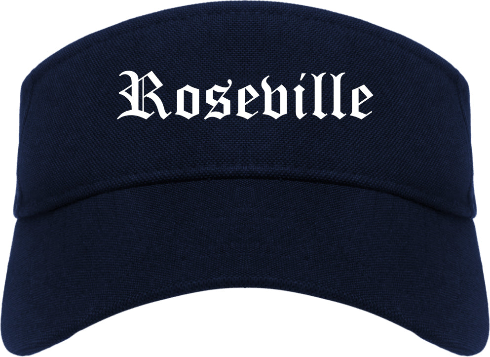 Roseville Minnesota MN Old English Mens Visor Cap Hat Navy Blue