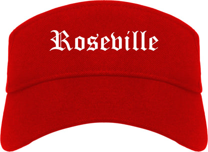 Roseville Minnesota MN Old English Mens Visor Cap Hat Red