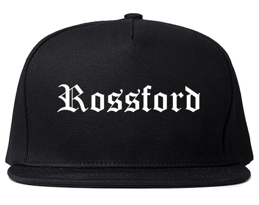 Rossford Ohio OH Old English Mens Snapback Hat Black