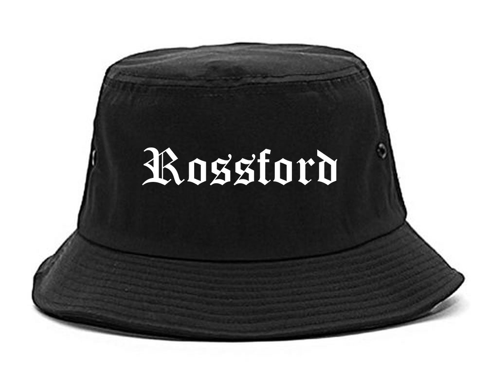Rossford Ohio OH Old English Mens Bucket Hat Black