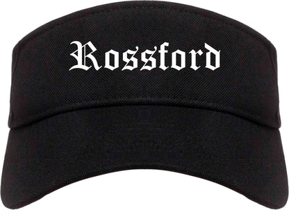 Rossford Ohio OH Old English Mens Visor Cap Hat Black