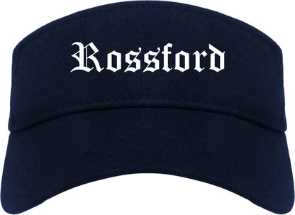 Rossford Ohio OH Old English Mens Visor Cap Hat Navy Blue