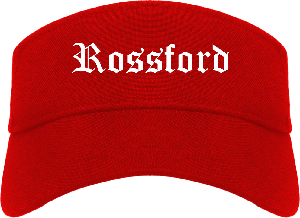 Rossford Ohio OH Old English Mens Visor Cap Hat Red