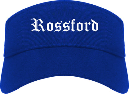 Rossford Ohio OH Old English Mens Visor Cap Hat Royal Blue