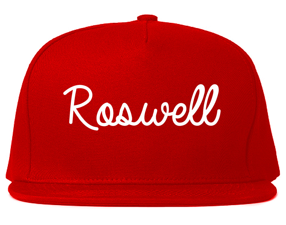 Roswell Georgia GA Script Mens Snapback Hat Red