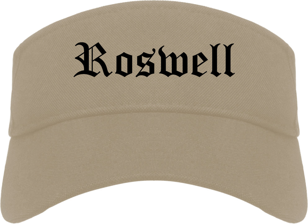 Roswell Georgia GA Old English Mens Visor Cap Hat Khaki