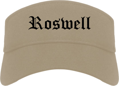 Roswell Georgia GA Old English Mens Visor Cap Hat Khaki