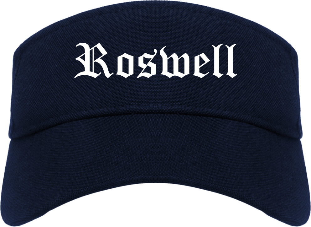 Roswell Georgia GA Old English Mens Visor Cap Hat Navy Blue