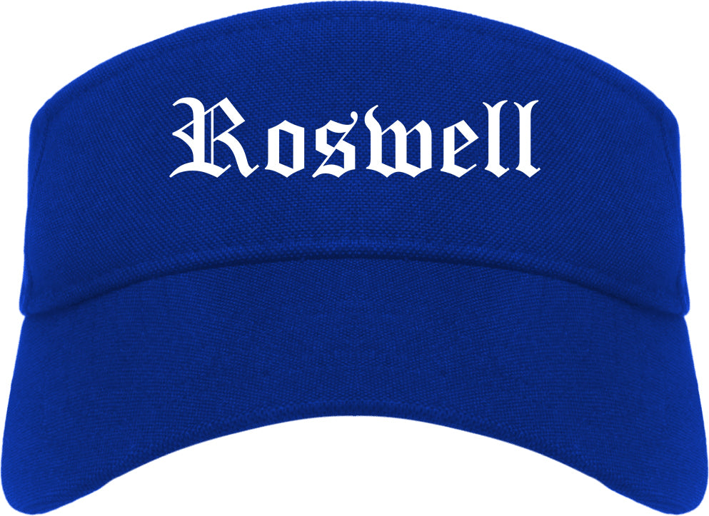Roswell Georgia GA Old English Mens Visor Cap Hat Royal Blue