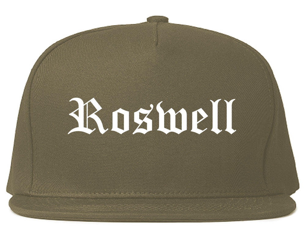 Roswell New Mexico NM Old English Mens Snapback Hat Grey