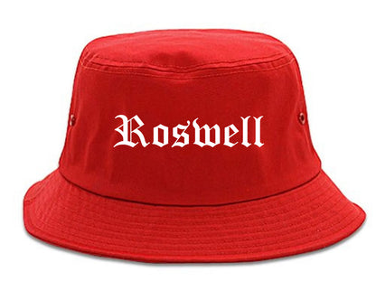 Roswell New Mexico NM Old English Mens Bucket Hat Red