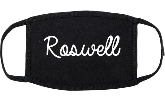 Roswell New Mexico NM Script Cotton Face Mask Black