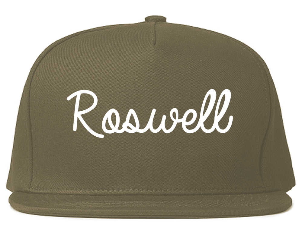 Roswell New Mexico NM Script Mens Snapback Hat Grey