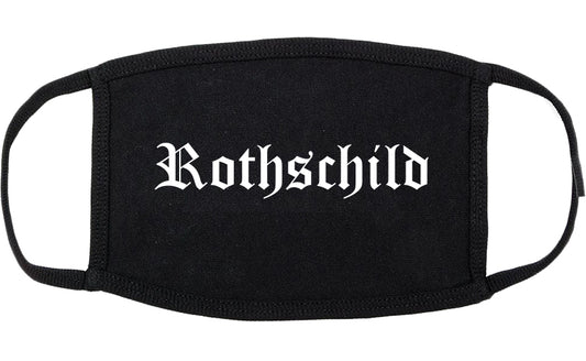 Rothschild Wisconsin WI Old English Cotton Face Mask Black