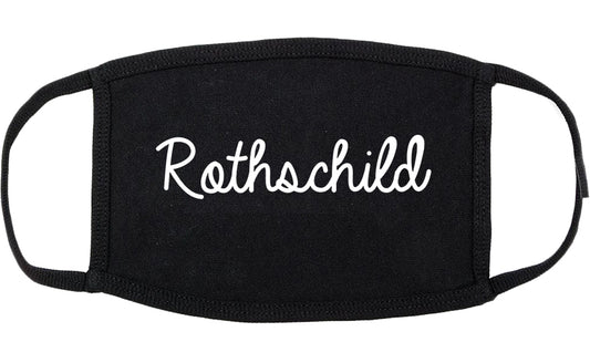 Rothschild Wisconsin WI Script Cotton Face Mask Black